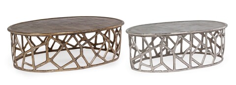Set 2 masute de cafea Zahid, Bizzotto, 105x67x33 cm, aluminiu