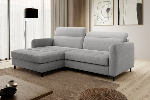 Coltar extensibil stanga 3 locuri ELTAP, LT-03RAQ, Gomsi, 228x165x100 cm, lemn/poliester, gri deschis