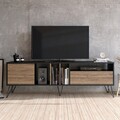 Comoda TV Mistico Walnut, Zena Home, 180x35.5x58.7 cm, maro/negru