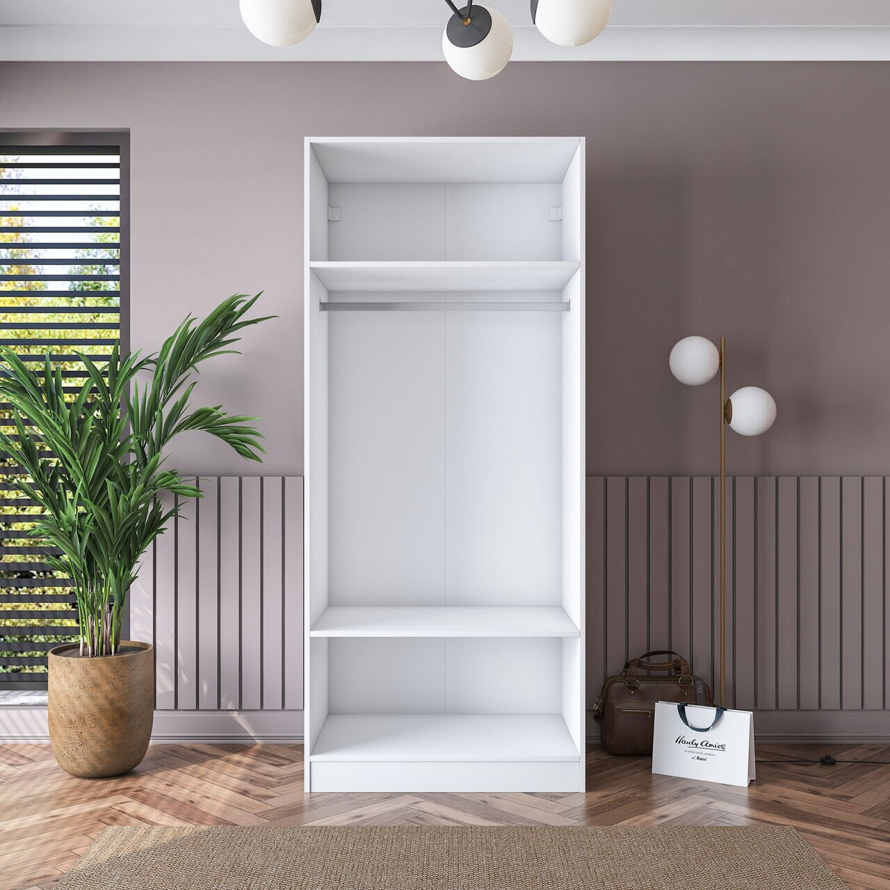 Dulap pentru haine, Hanah Home, BA189, 90x210x57.5 cm, PAL melaminat, Alb - view 9