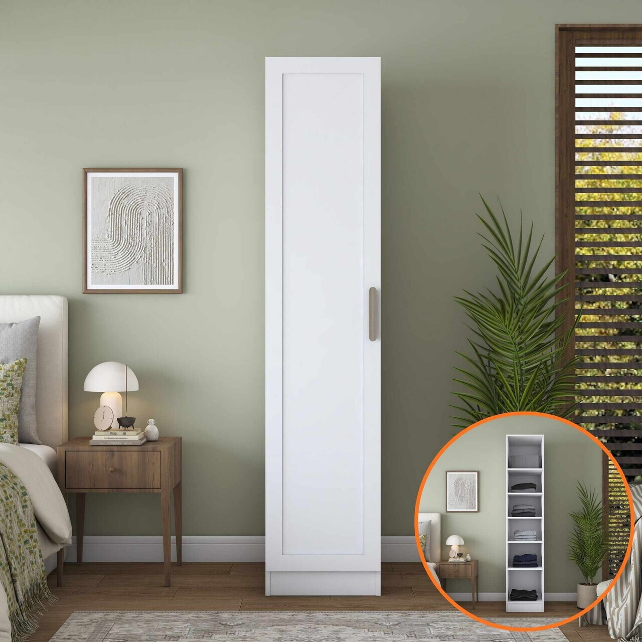Dulap pentru haine, Hanah Home, BA302, 45x210x57.5 cm, Alb — imaginea 2