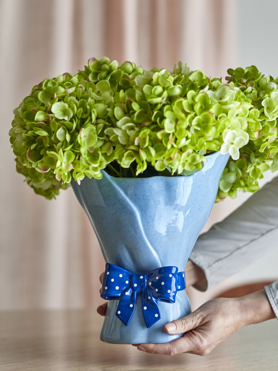 Vaza decorativa, Bloomingville, Belivia, 19.5x28.5 cm, ceramica, albastru - imagine 3
