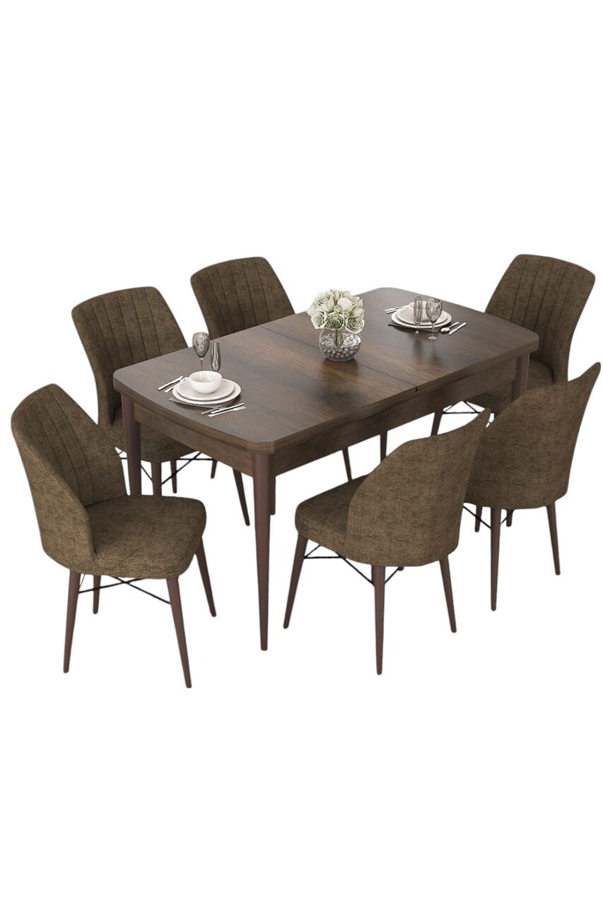 Set masa extensibila si scaune, Hanah Home, Nef, Baroc / Maro - view 2