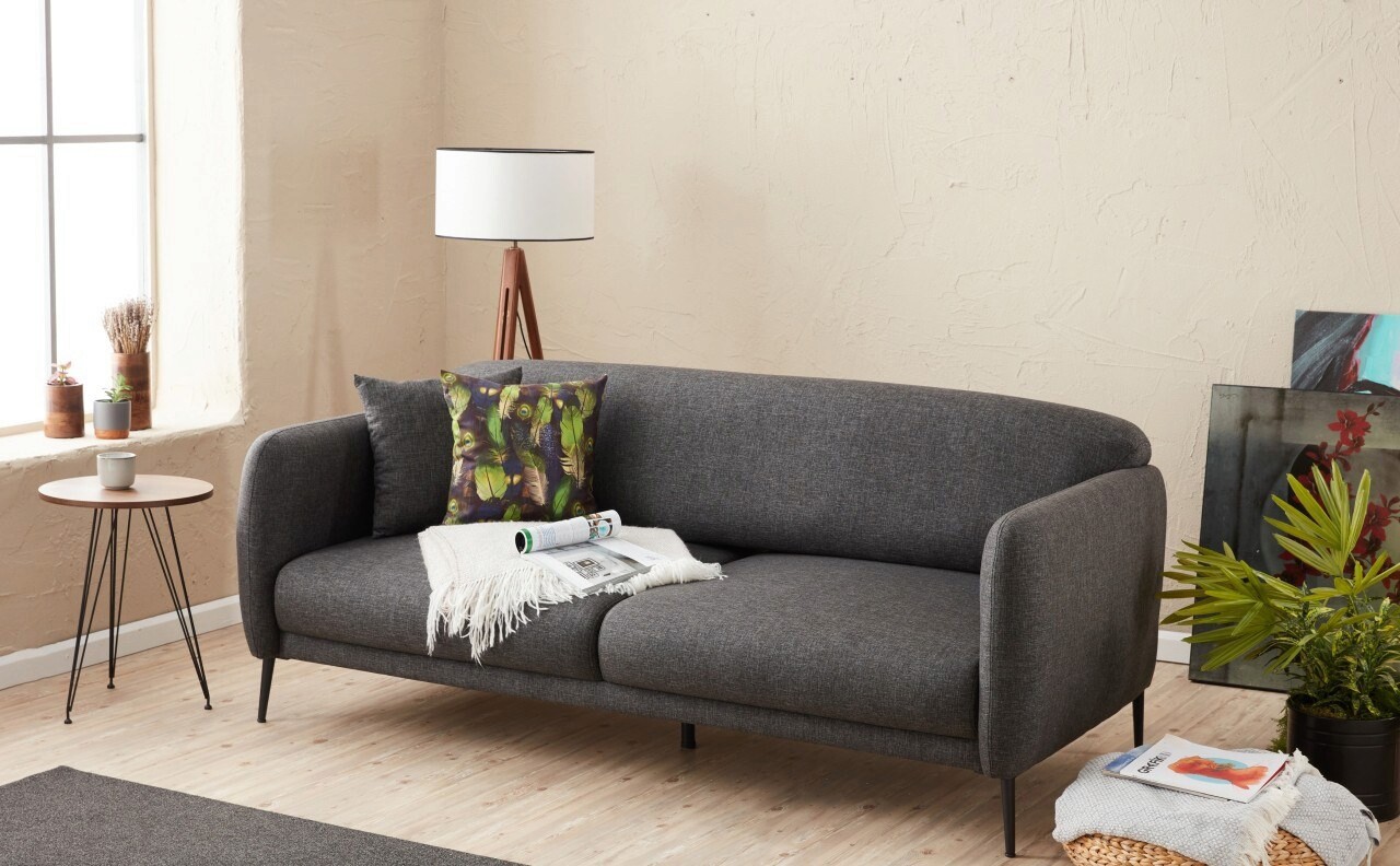 Canapea extensibila cu 3 locuri, Balcab Home, 825BLC2754, Lemn de fag, Antracit - 1 | YEO