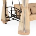 Pavilion cu leagan de 3 locuri si functie pat, Damaris, 232 x 149 x 233 cm, negru/bej