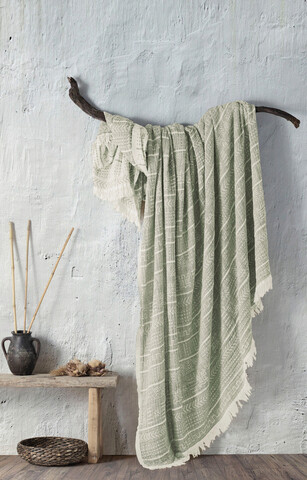 Cuvertura matlasata dubla, Etno - Sea Green, Viaden, Muselina