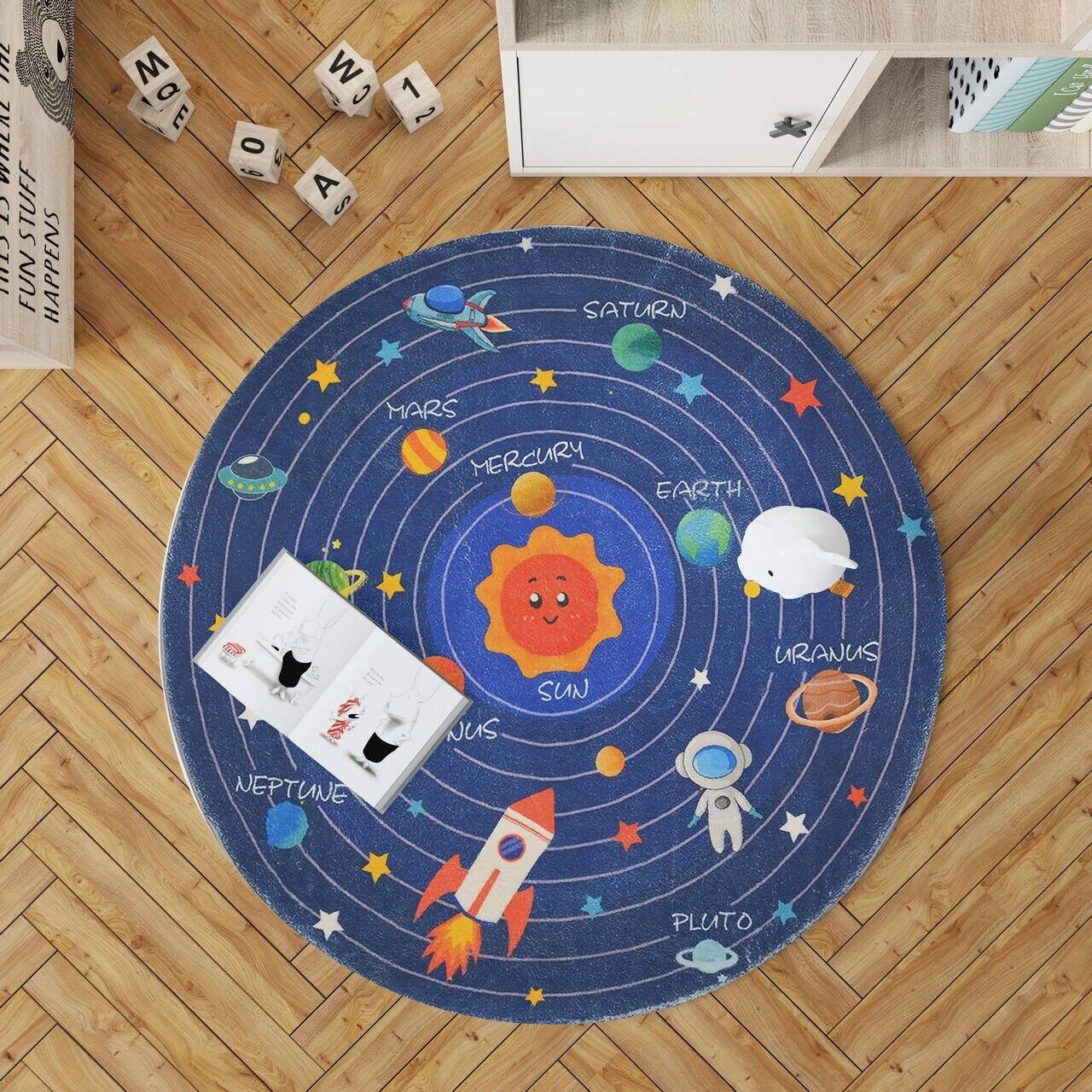 Covor Woopamuk107 120x120 cm BUMBAC/POLIESTER Albastru navy