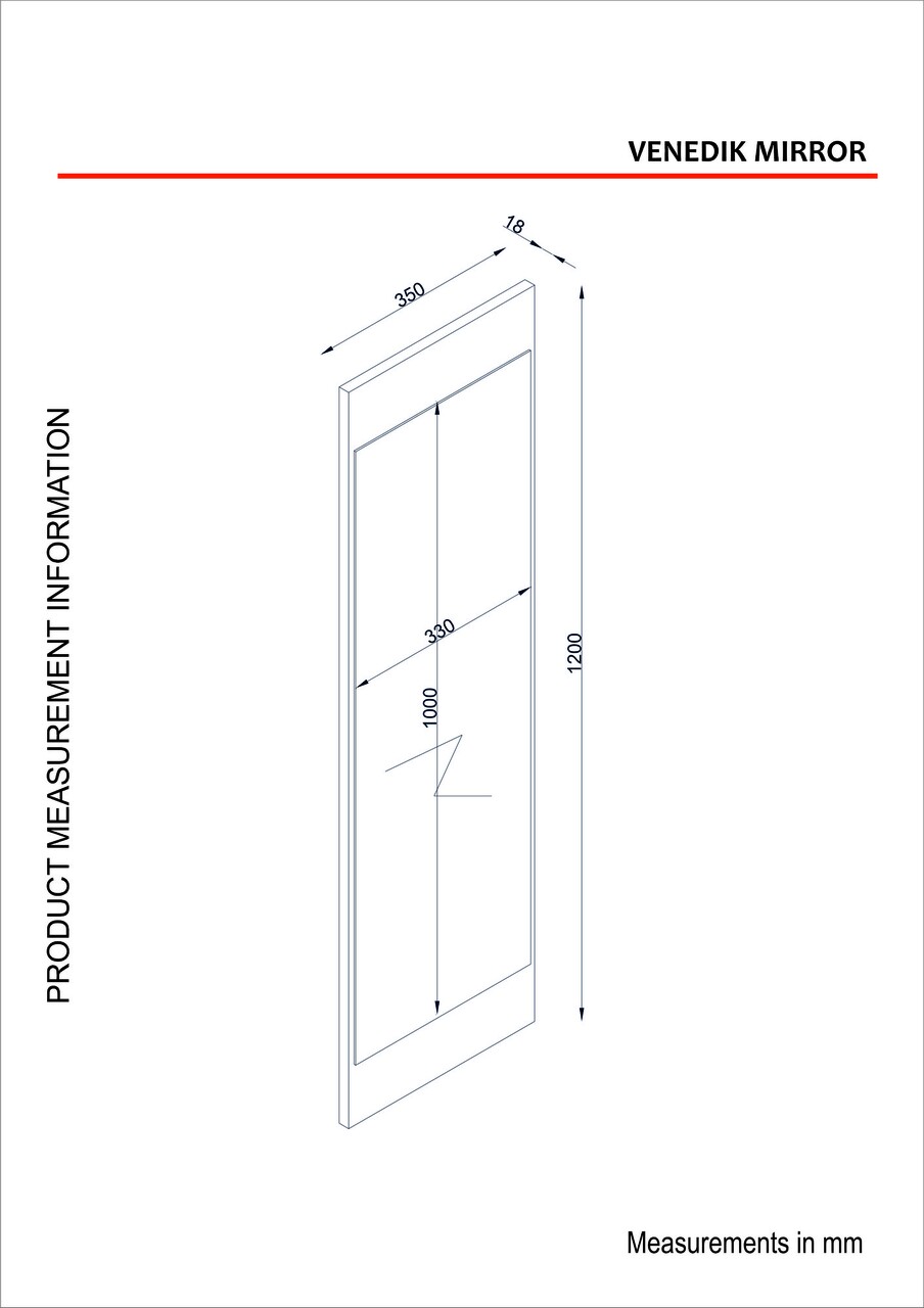 Oglinda De Perete Venedik, Furny Home, 35x1.8x120 Cm, Alb