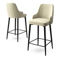 Set scaun de bar (2 bucăți), Charlotte, Enox, Metal, Crem/Negru