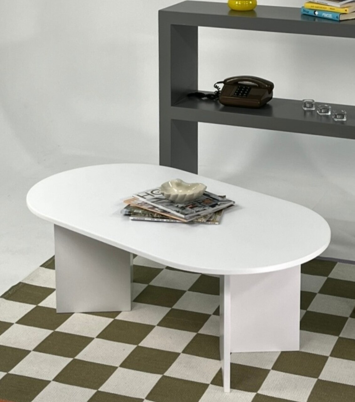 Masuta de cafea, Rotexa, Leo Large, 110x42x60 cm, Alb