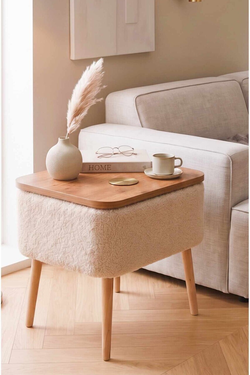 Noptiera, Hanah Home, Puf02Peka02, 60x55x30 cm, PAL, Bej / Natural — imaginea 3