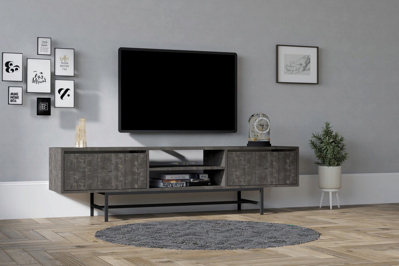 Comoda TV, Asse Home, Tauber, 180x50x40 Cm, Antracit