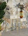 Set 2 masute inalte Wedding, Mauro Ferretti, 45x90 cm, lemn de pin/MDF/metal, crem/auriu