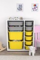 Dulap multifunctional, Estella, Zen 2D2K6U, Alb / Gri / Galben