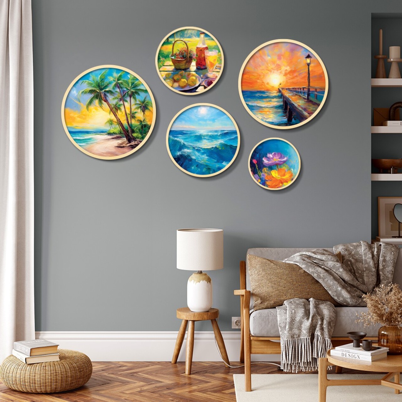 Tablou decorativ (5 Pieces), Iaht-30, Dimensiuni: 43,5 x 43,5 cm (1 bucată), Multicolor - view 2