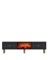 Comoda TV, Hanah Home, Dario Bohem Fireplace, 150x44.6x29.6 cm, PAL , Antracit