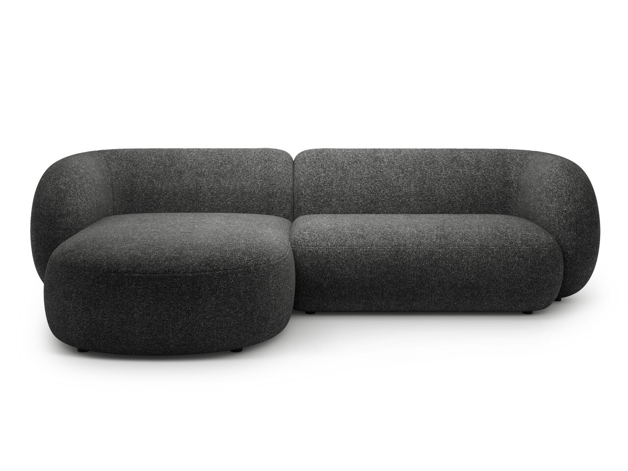 Coltar stanga 3 locuri, Kate, Micadoni, 285x176x76 cm, tesatura structurata, gri inchis melanj