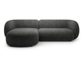 Coltar stanga 3 locuri, Kate, Micadoni, 285x176x76 cm, tesatura structurata, gri inchis melanj