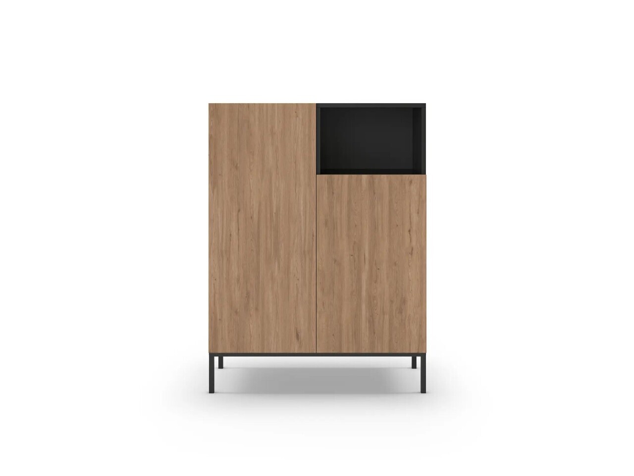 Bufet, Hanah Home, Cailin, 90x120x41.8 cm, PAL, Stejar Sepet / Negru lemn / Gresie - 4