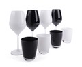 Set pahare vin si apa 8 piese Excelsa, 230 ml / 145 ml, sticla, alb/negru