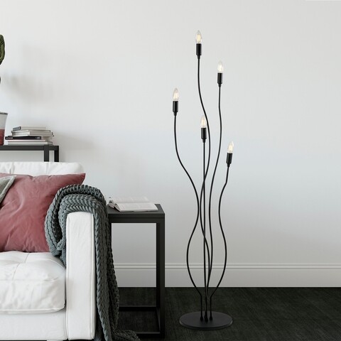 Lampadar, bonibon - 13231, fulgor, 35 x 155 cm, 5 x e14, 40w, negru