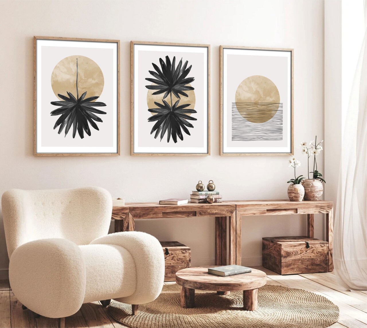 Set 3 tablouri decorative, Huhu210, Cadru: 100% LEMN MASIV (Grosime: 2,5 cm), Multicolor - view 4