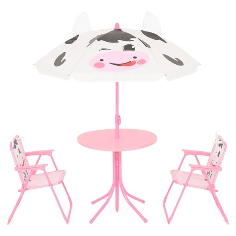 Set Mobilier De Gradina Pentru Copii, 4 Piese, Cow, Roz