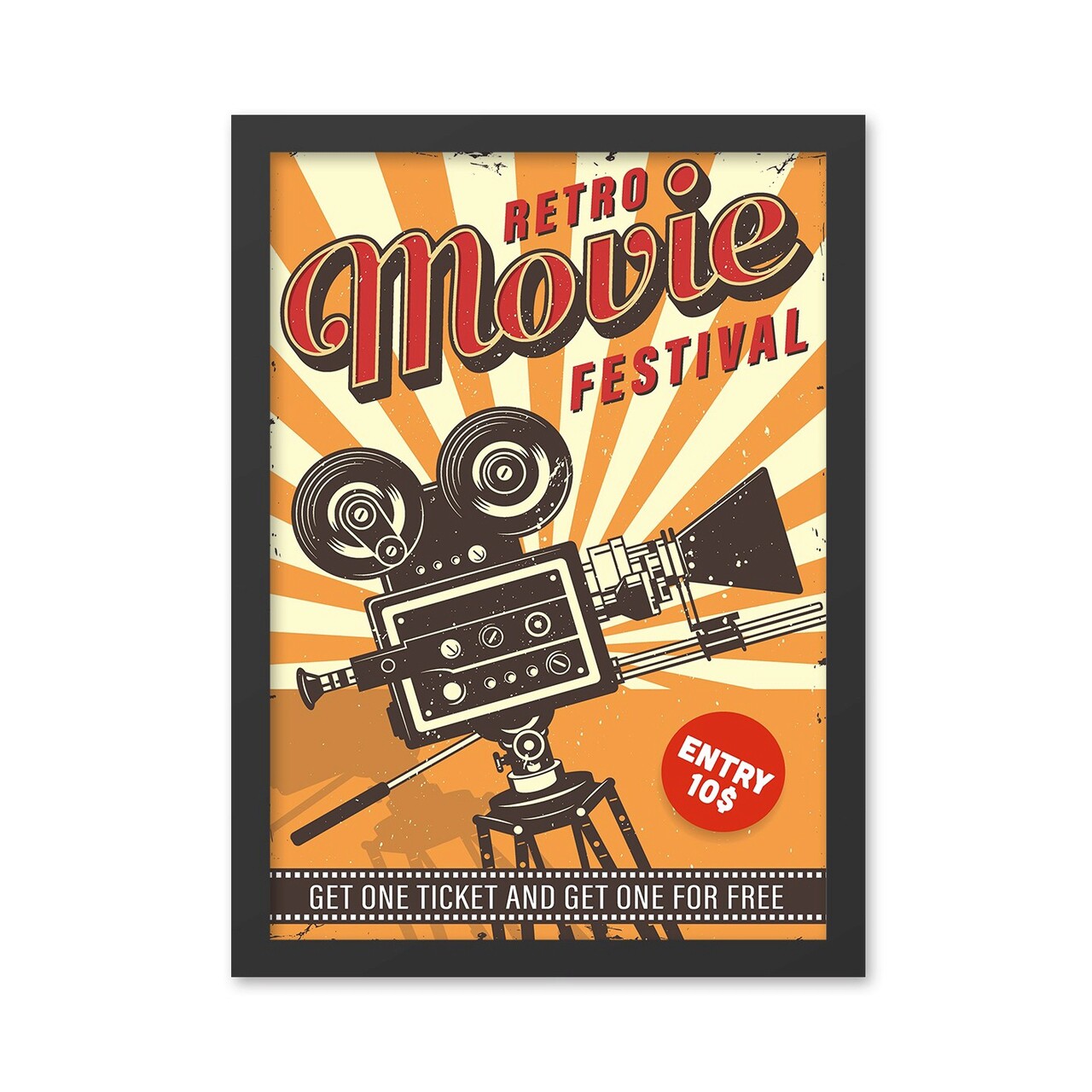 Tablou decorativ, Retro Movie Festival (55 x 75), MDF , Polistiren, Multicolor - 1 | YEO