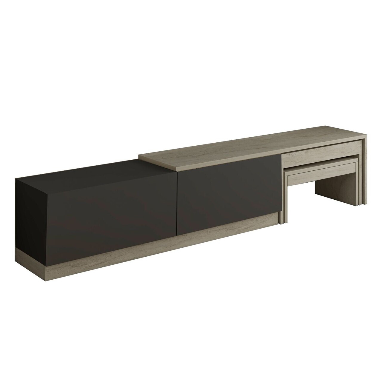 Comoda TV, Hanah Home, Nest, 180x36x30 cm, PAL, Travertin / Antracit — imaginea 5