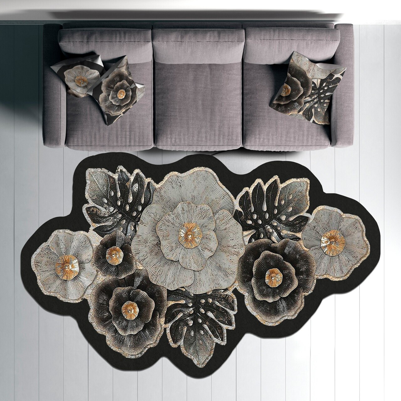 Covor Wookece1287 100x150 cm Poliester Bej / Nurcă / Negru