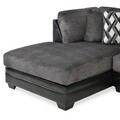 Canapea cu sezlong stanga, 4 perne, Vermont, L.311 x l.102/192 x H.102 cm, imitatie piele/stofa, negru/gri
