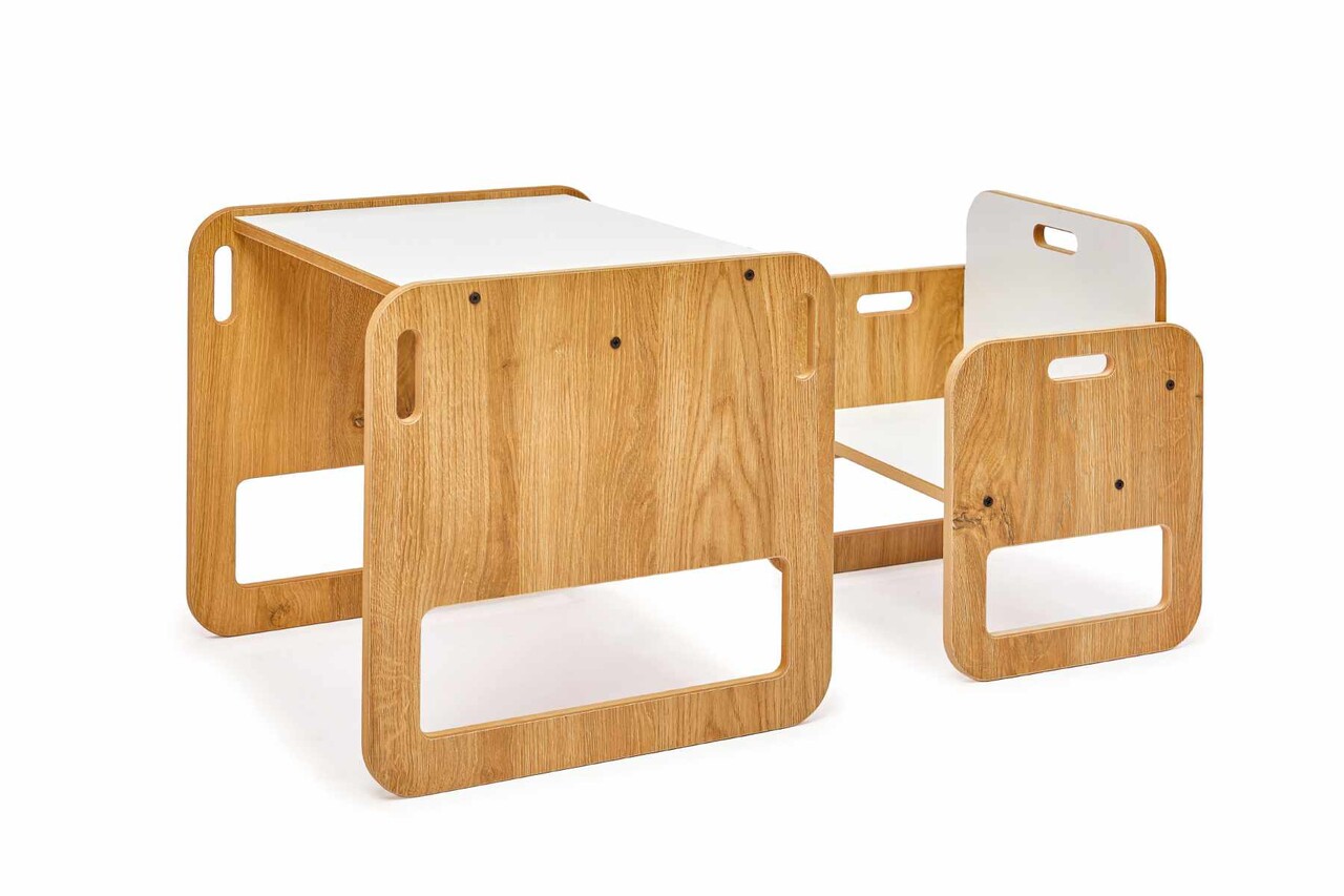 Set masa si scaun pentru copii, Hanah Home, Sparrow, Alb / Natural - view 3