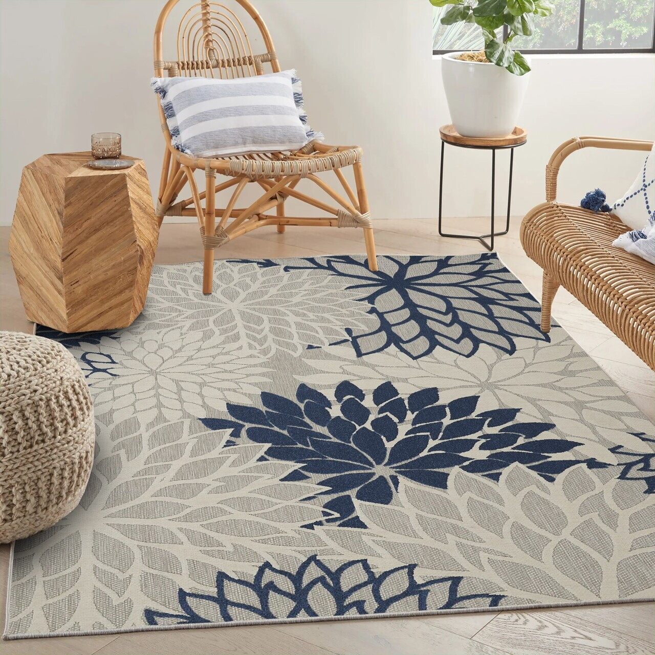 Covor Woopamuk262 80x150 cm Bumbac/Poliester Albastru navy