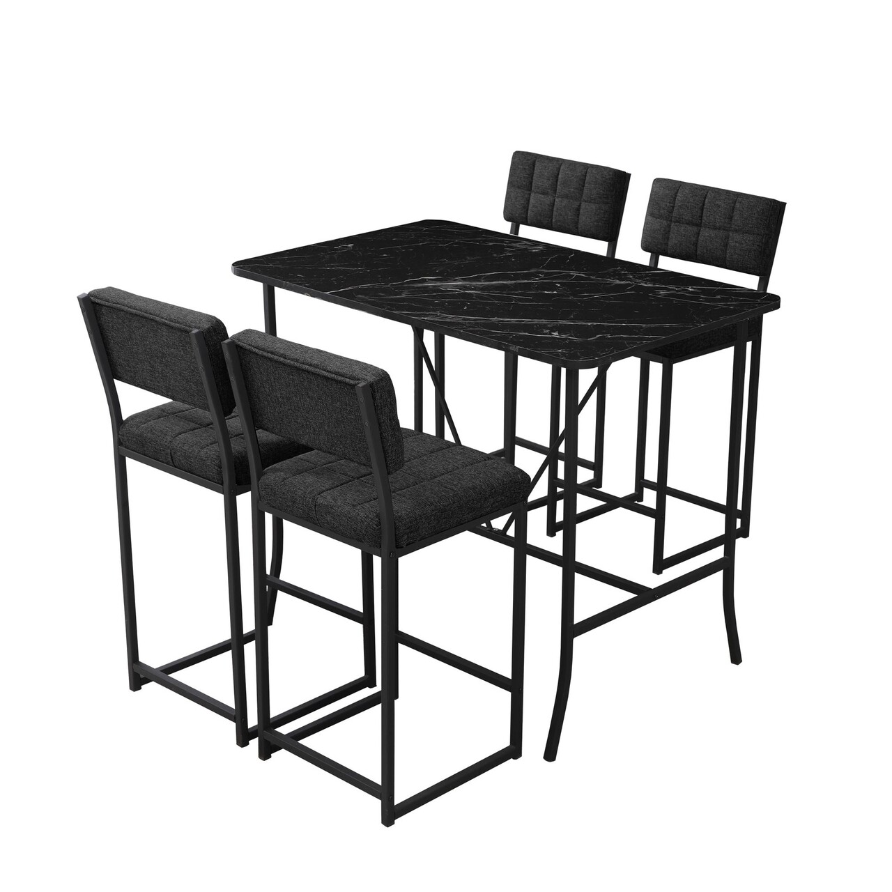 Set masa si 4 scaune de bar, Hanah Home, Retro, Antracit / Negru - imagine 3
