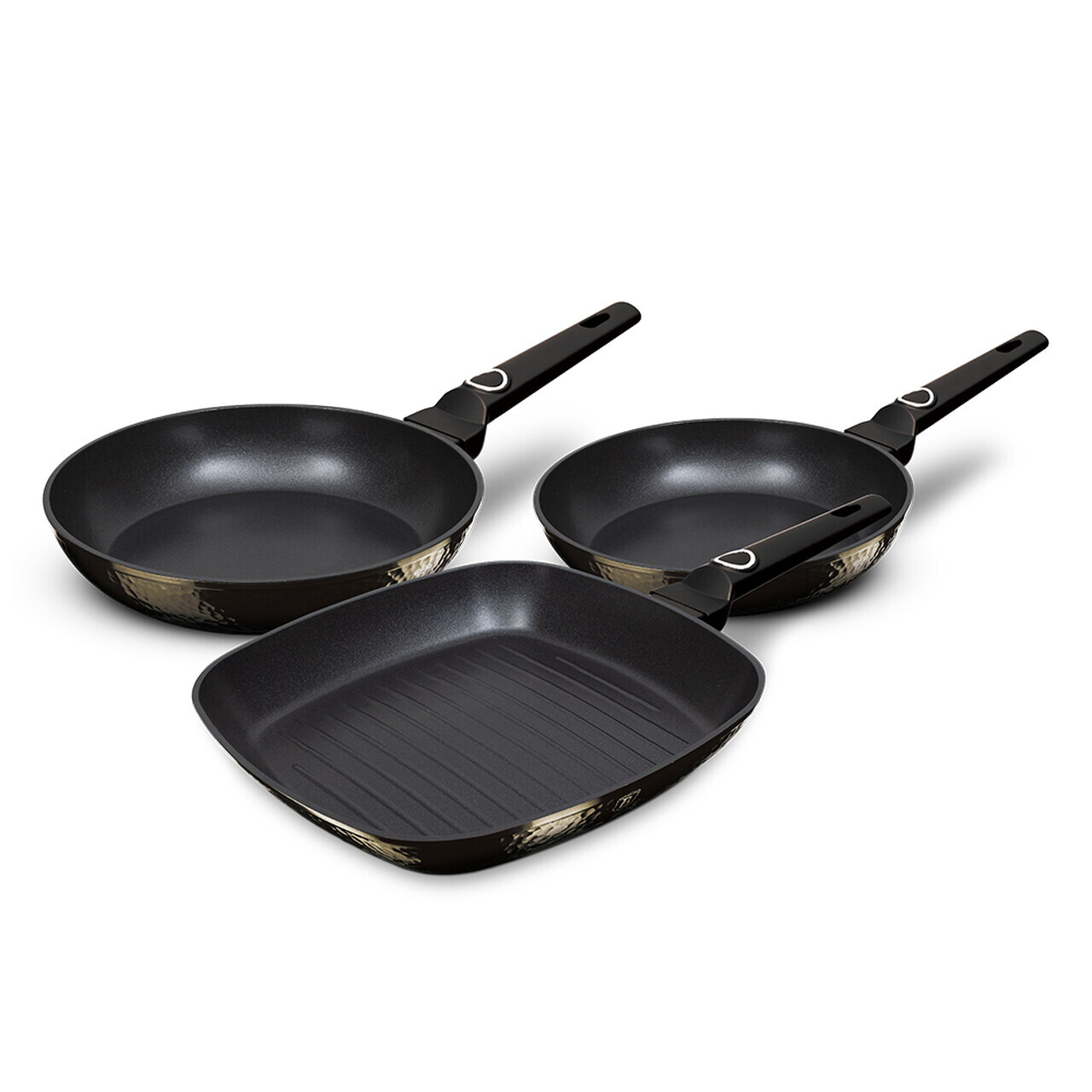 Set 3 tigai Berlinger Haus, Primal Gloss, 20/24/28 cm, aluminiu forjat, negru - imagine 2