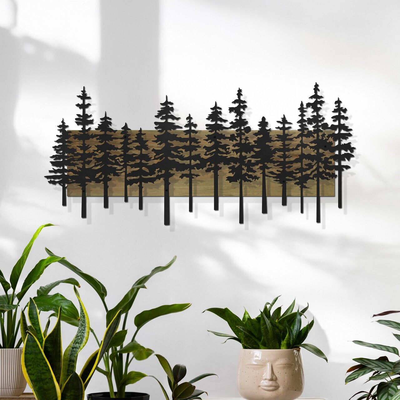 Decoratiune de perete, Nordic Pine, Cadru: Lemn (Grosime: 2 cm), Verde/Negru — imaginea 2