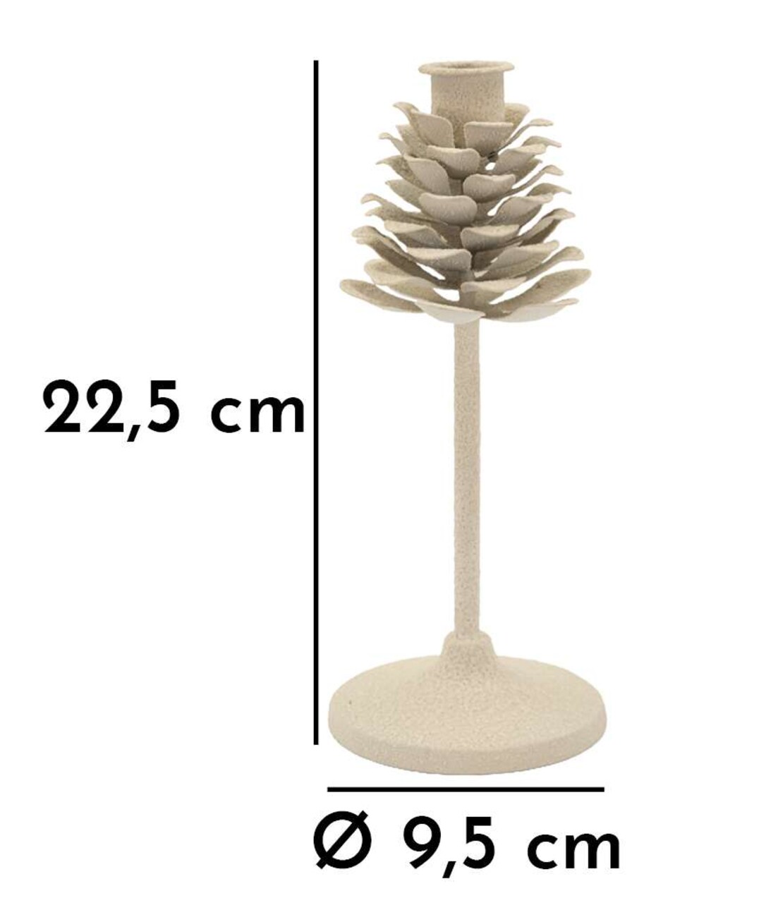 Suport lumanare Dune Pigna, Mauro Ferretti, 9.5x22.5 cm, fier, crem - 1 | YEO