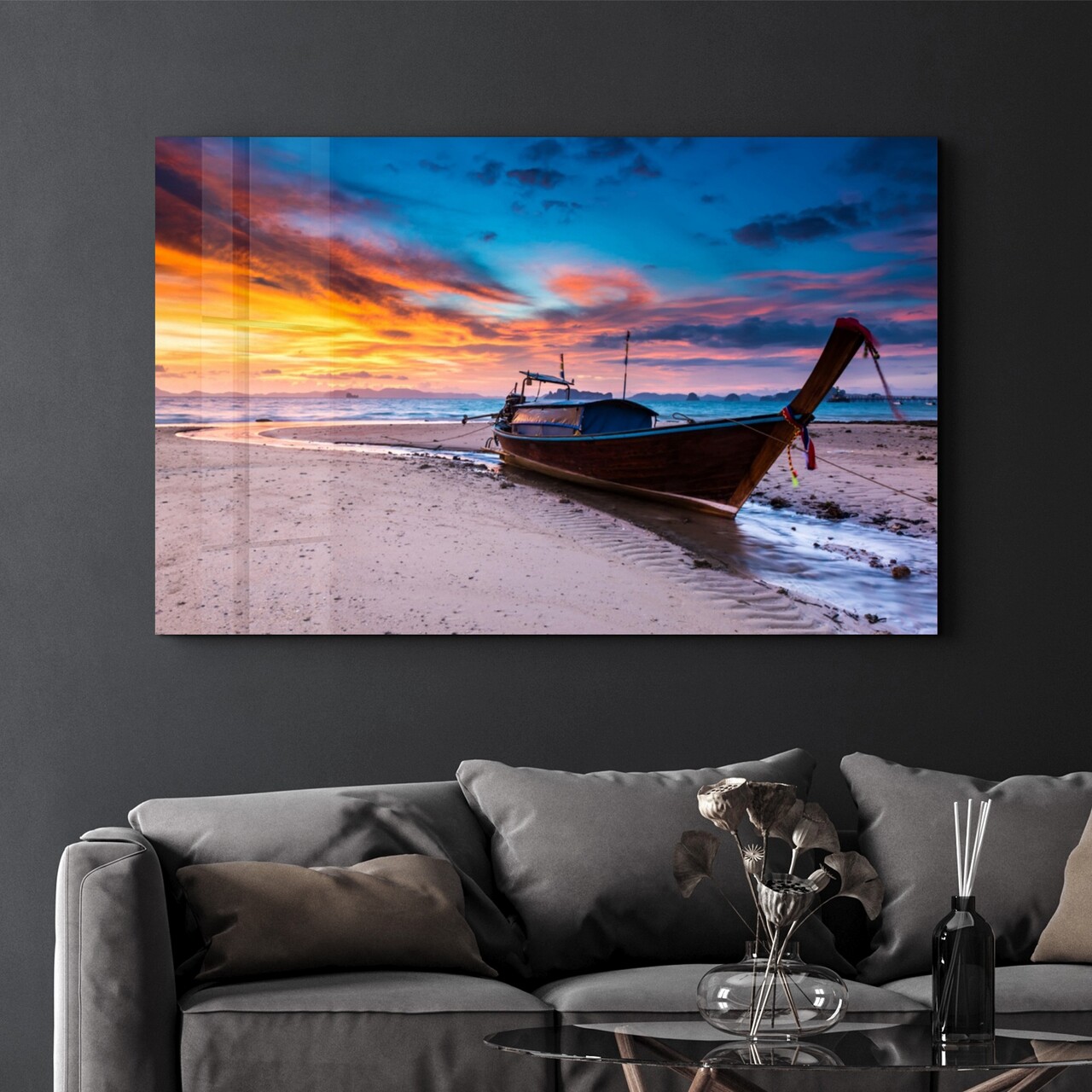 Tablou decorativ OGLS-1161 Dimensiune: 35 x 55 cm Multicolor