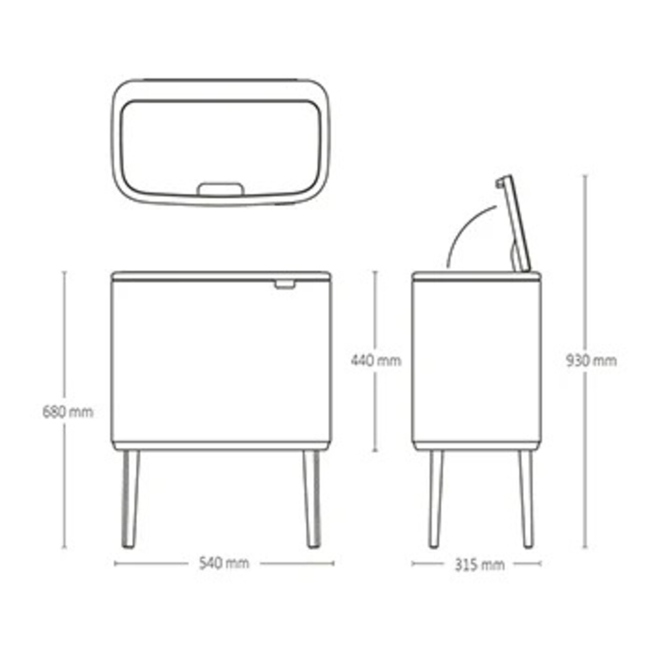 Cos de gunoi cu soft touch, Brabantia, Bo Touch, 3x11 L, 31.2x54x68 cm, otel, bej