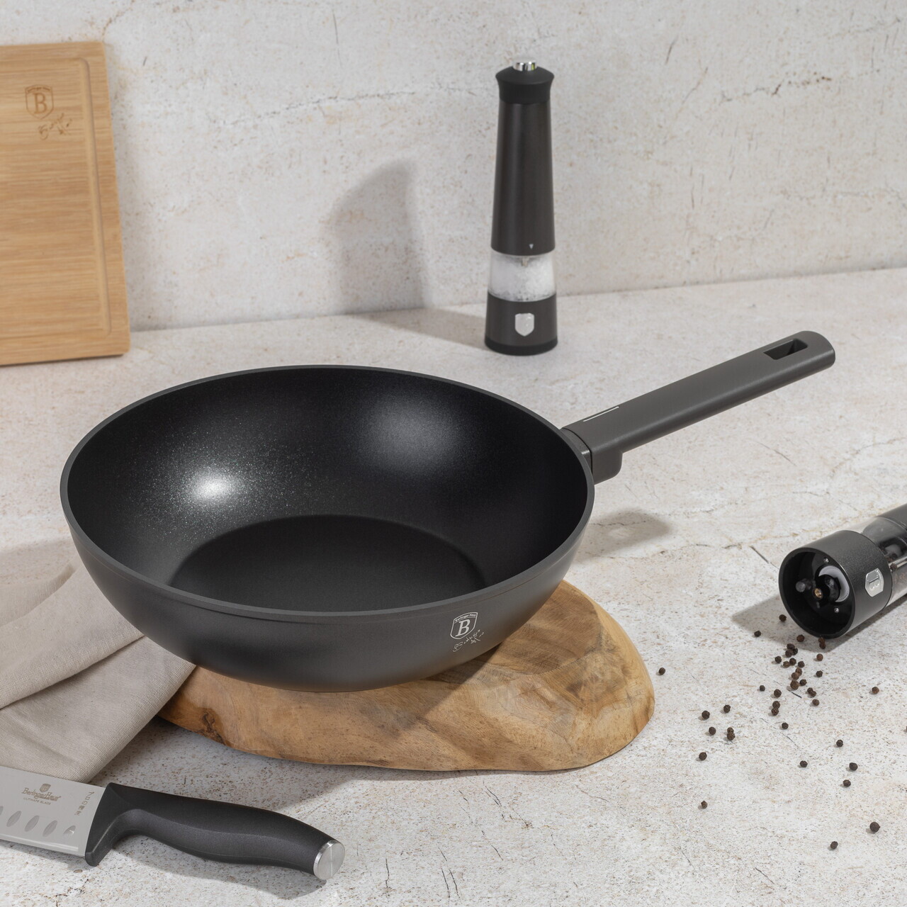 Tigaie Wok Berlinger Haus, Anthracite, 28 cm, 3.2 L, aluminiu forjat, antracit mat - imagine 5