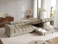 Coltar extensibil dreapta 3 locuri ELTAP, RT-18AU, Felro, 285x181x93 cm, lemn/poliester, bej inchis