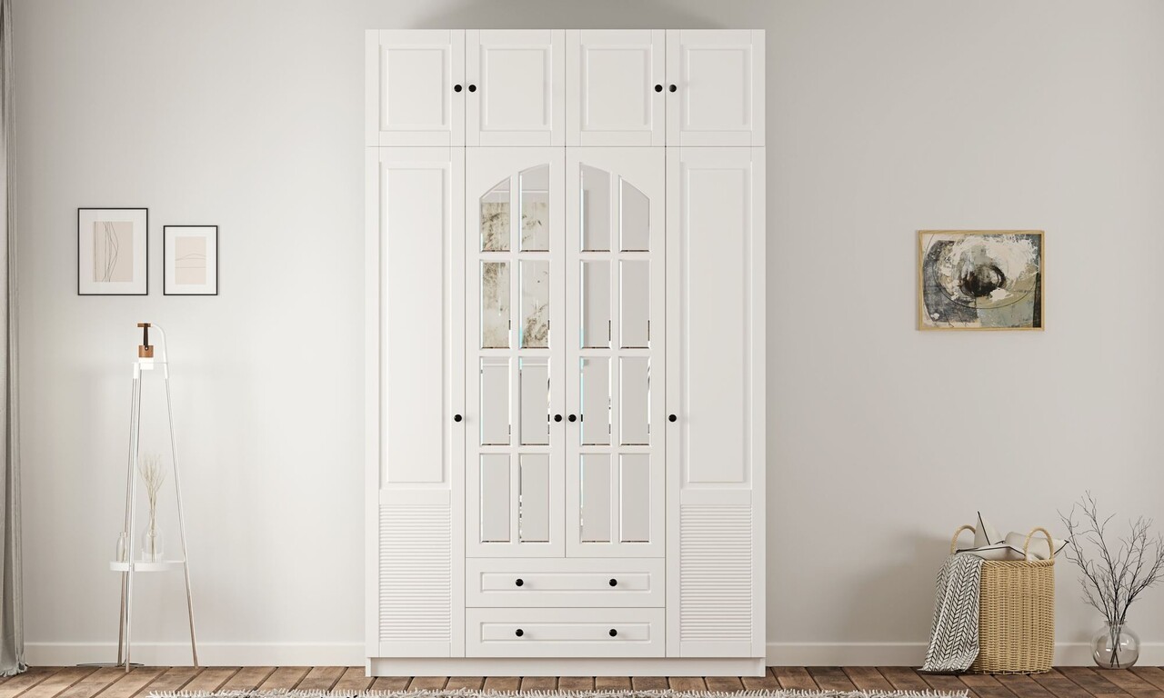 Dulap pentru haine, Rabi, Rb-185-17, 140x210x52 cm, Alb mat - 1 | YEO