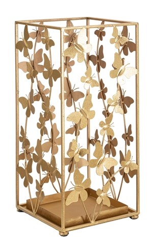 Suport pentru umbrele Butterfly, Mauro Ferretti, 22.5×22.5×48.5 cm, fier, auriu