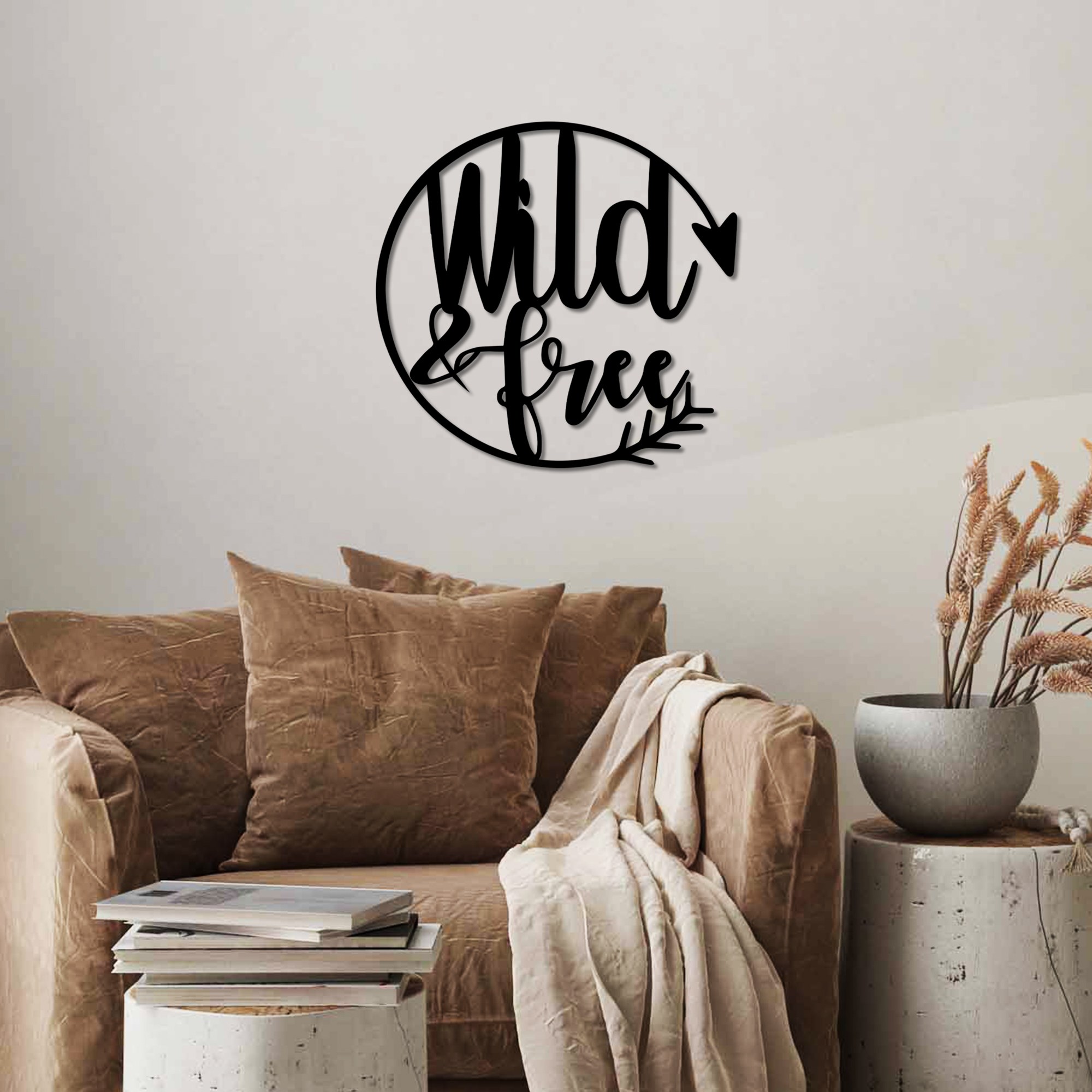 Decoratiune de perete, Wild & Free, Dimensiune: 50 x 50 cm , Negru