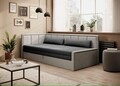 Canapea extensibila brat stanga 3 locuri, ELTAP, Fulgeo, 214x82x77 cm, lemn/catifea din poliester, gri inchis/gri deschis