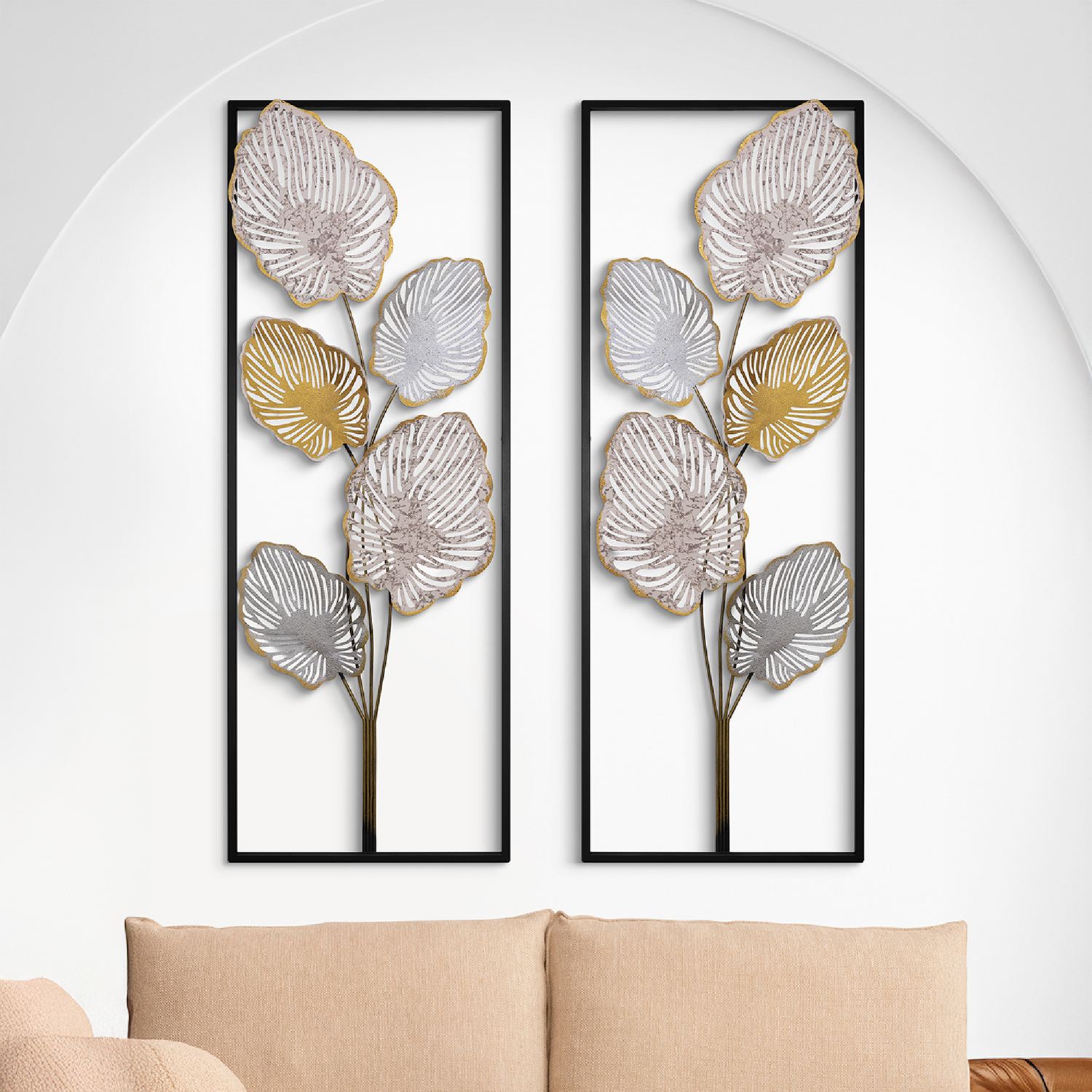 Set de accesorii decorative de perete din metal, Salim, Metal, Grosime: 0,6 mm, Multicolor