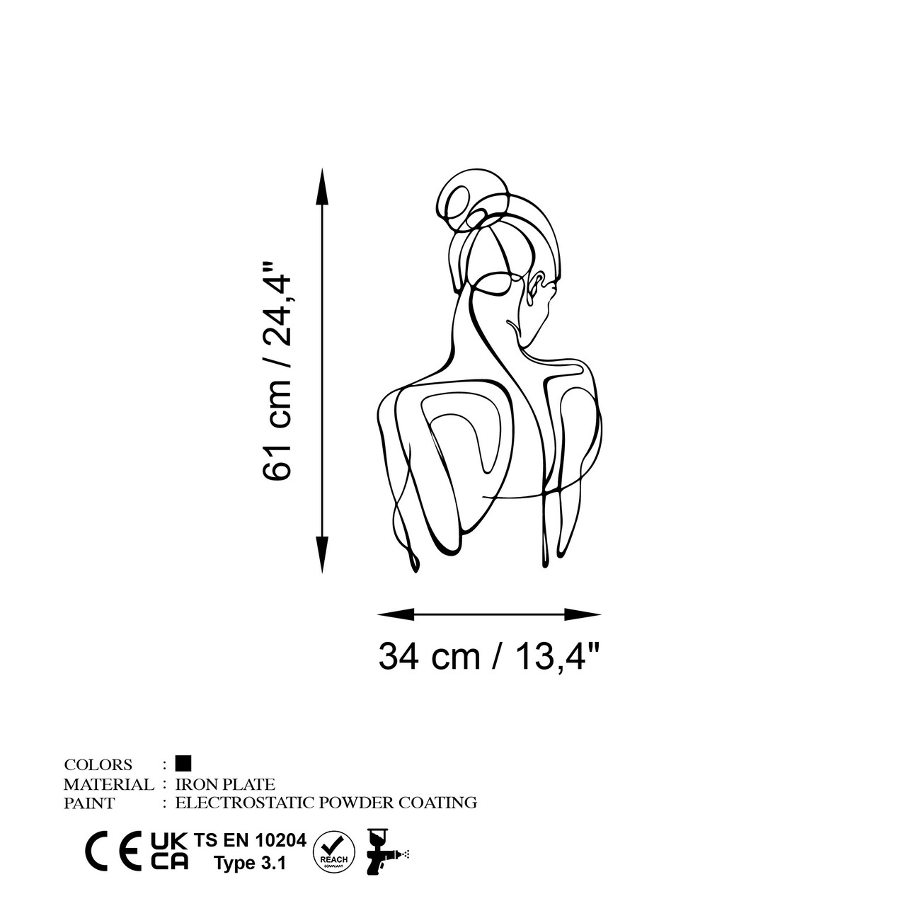 Decoratiune de perete, Sorella-1, (Grosime: 1,5 mm), Negru - view 7