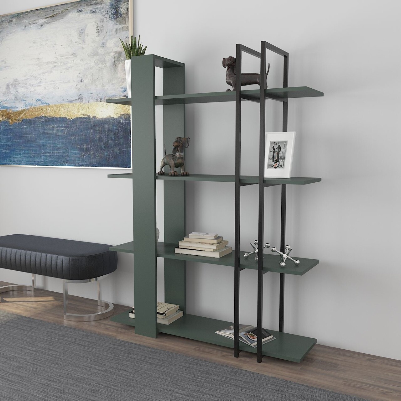 Corp biblioteca, Zena Home, Onno, Verde/Negru