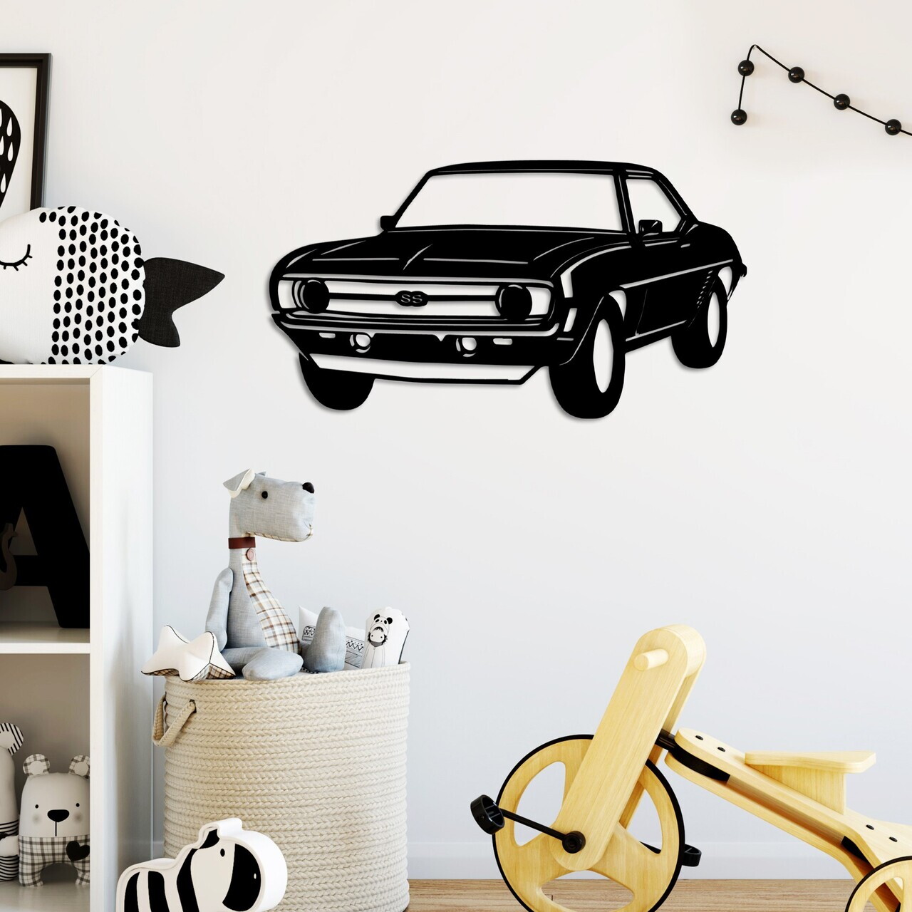 Decoratiune de perete, Chevrolet Camaro SS, Dimensiune: 60 x 33 cm , Negru — imaginea 3