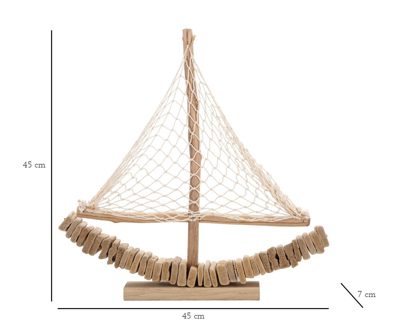 Decoratiune Boat Nature, Mauro Ferretti, 45x7x45 cm, lemn de tanoak, natural